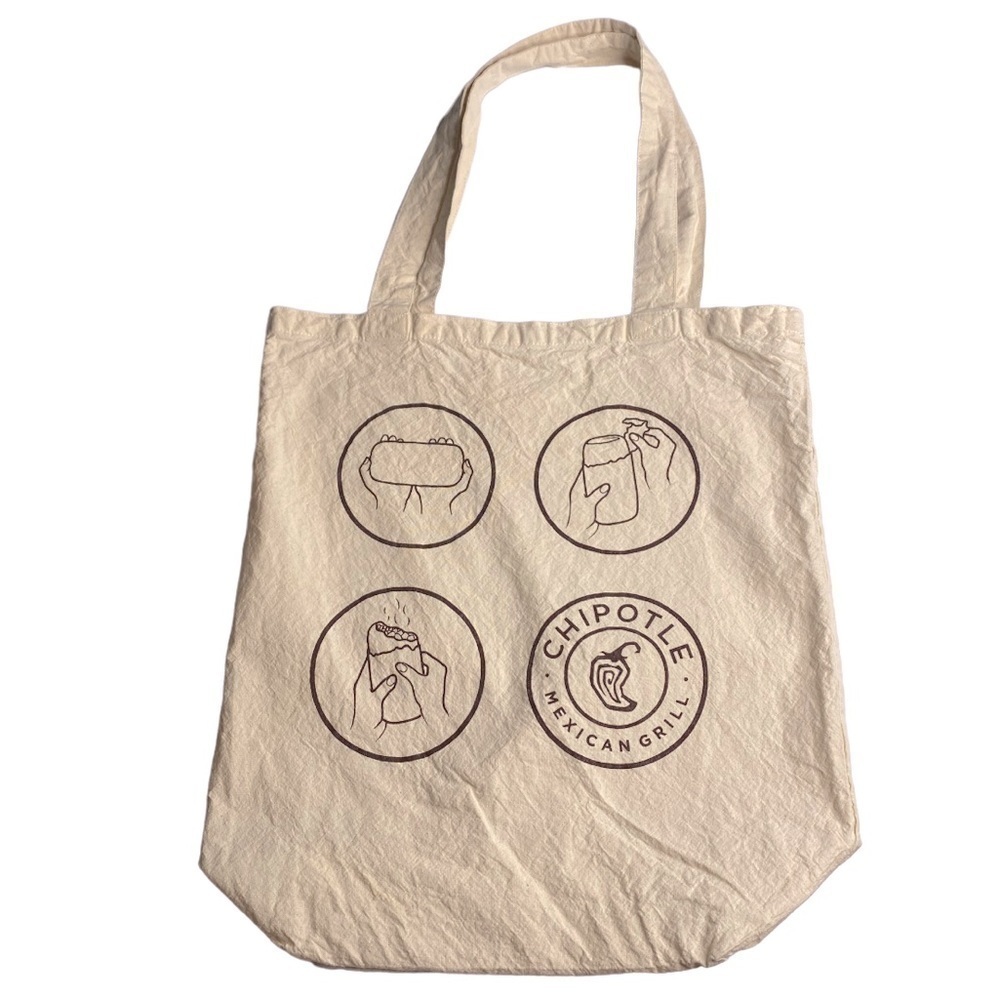 LOOMSTATE CHIPOTLE MEXICAN GRILL CANVAS TOTE BURRITO DESIGN 100% Organic Cotton